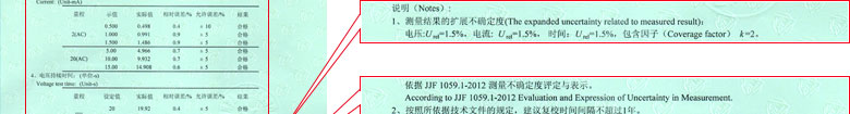 電磁儀器計量證書報告結果頁