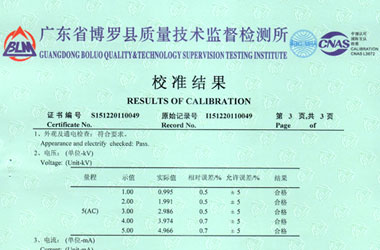 電磁儀器計量證書報告結果頁圖片